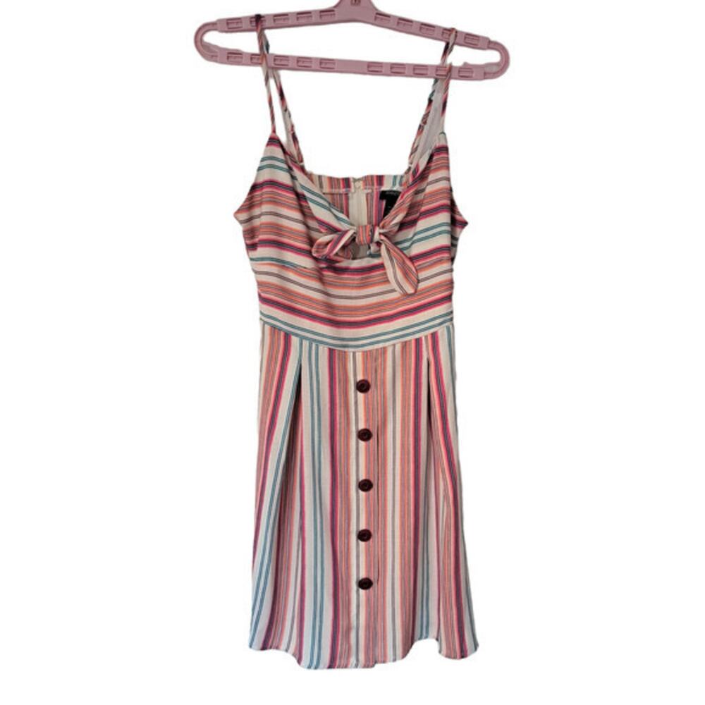 Teeze Me Sleeveless Tie Front Mini Dress Striped Sz 5/6 100% Polyester